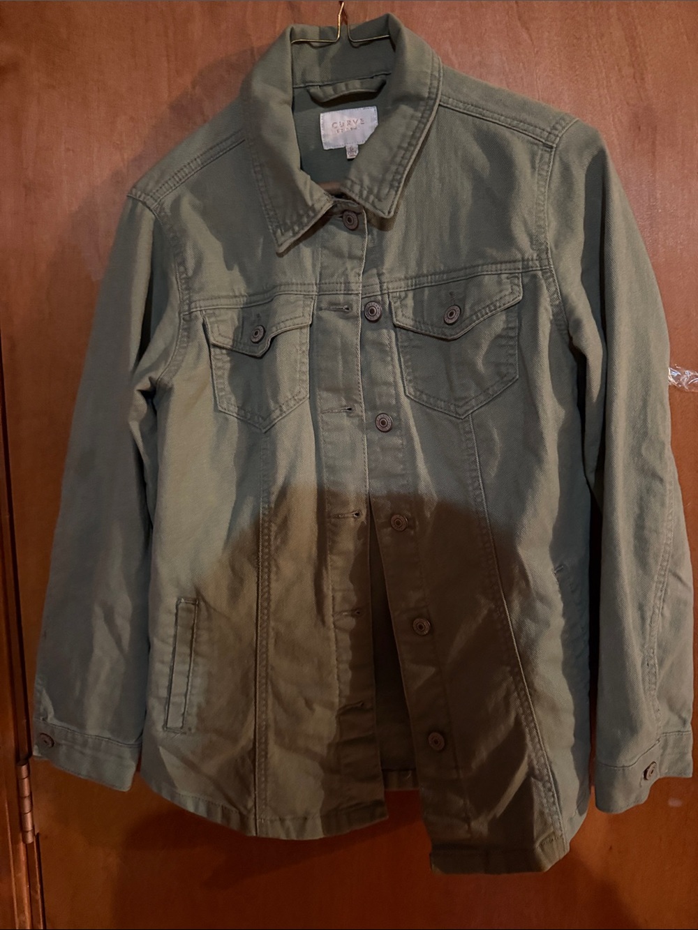 Women's Olive Utility Jean Jacket - Casual Button-Front